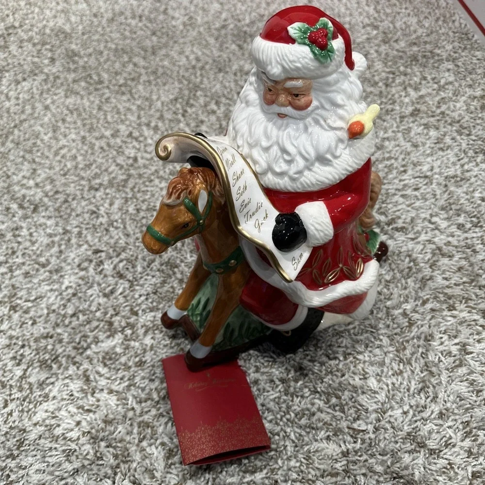 NEW  Waterford Holiday Heirlooms Nostalgic Rocking Horse Santa Cookie 12
